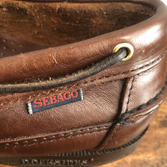 Sebago Docksides Shoes Mens Size 10.5 2E Wide Brown Leather Boat Deck Nautical - Picture 11 of 12